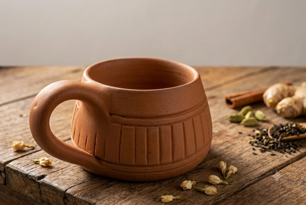 Handcrafted Terracotta Matka-Style Clay Mug (Eco-Friendly Traditional Tea & Coffee Cup)set of 6 pc