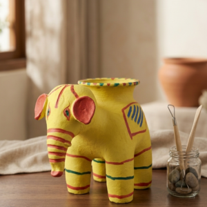 ​Traditional Handcrafted Clay Mini Elephant | Auspicious Wedding Decor