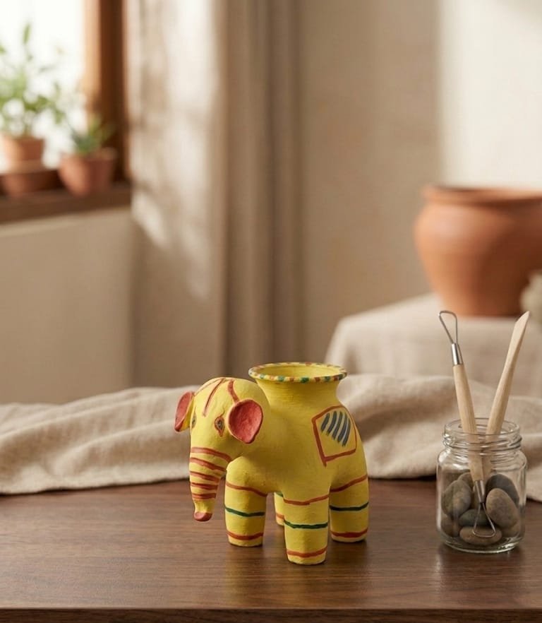 Traditional Handcrafted Clay Mini Elephant | Auspicious Wedding Decor